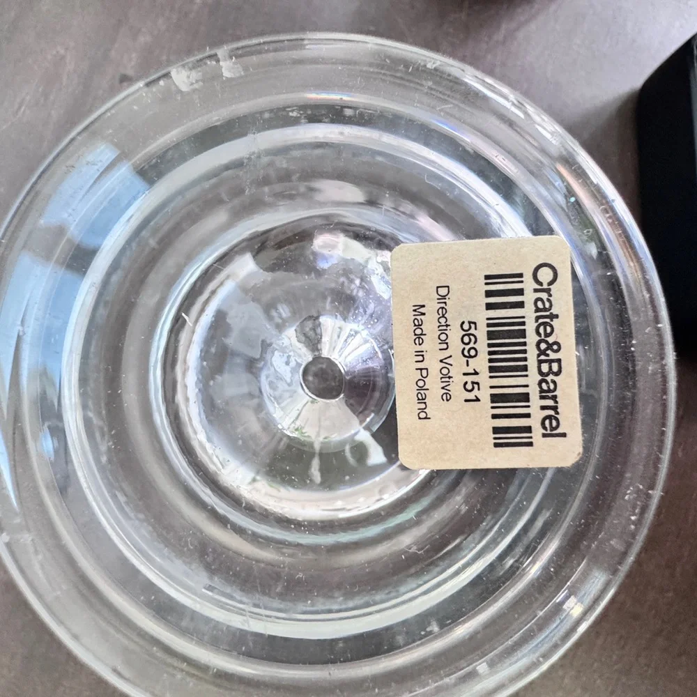 Crate & Barrell “Direction” Candle Holder w White Sphere Candle. 2 available!
